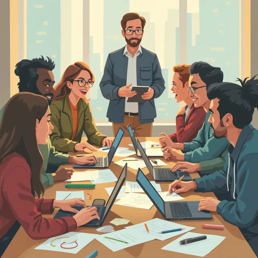 Equipo colaborando en una reunión estratégica